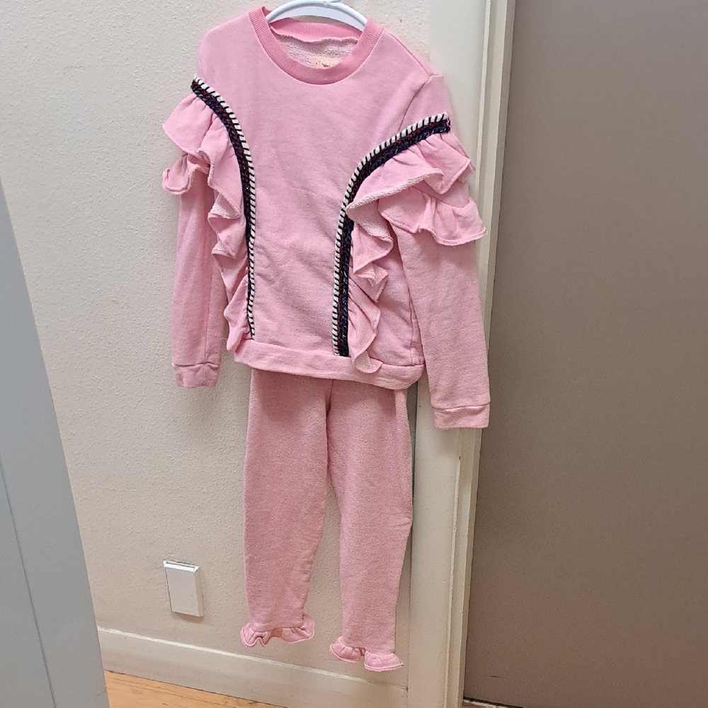Charming Pink Ruffle Kids Sweatsuit